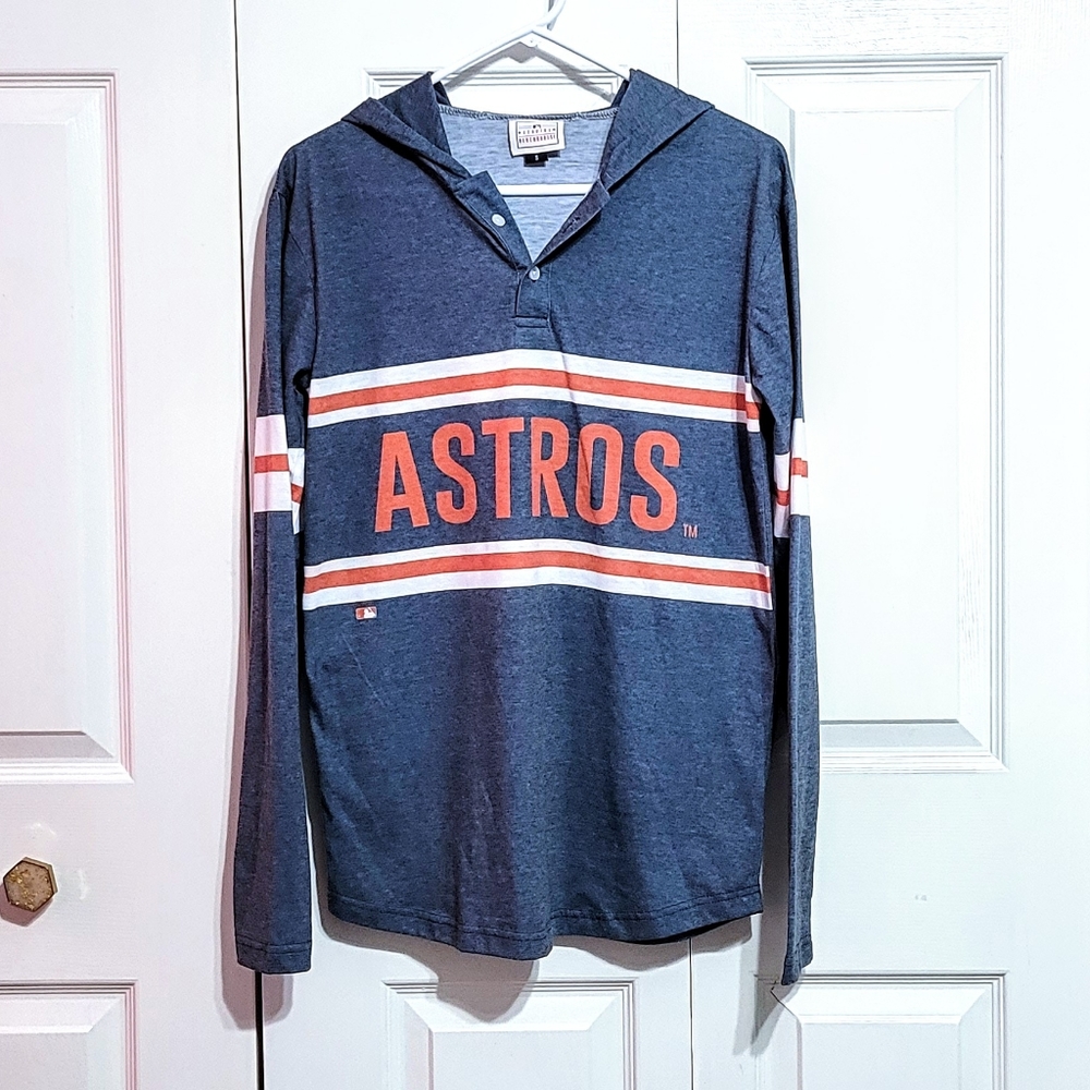 Astros Thin Hoodie Shirt Pullover Blue Grey